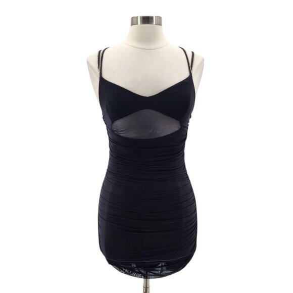 Lucy In The Sky Womens Medium Dress Sandra Mesh Bodycon Rhinestone Straps Party - Picture 11 of 11